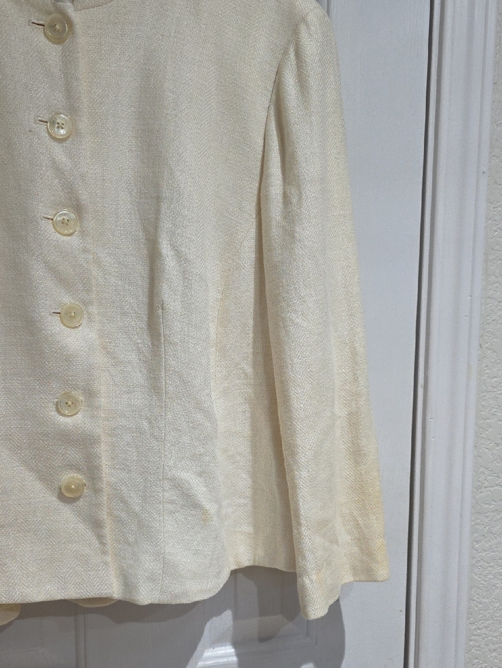 Lauren RL Linen Women's Cream Button-Front Jacket Size 14 W - Picture 5 of 11